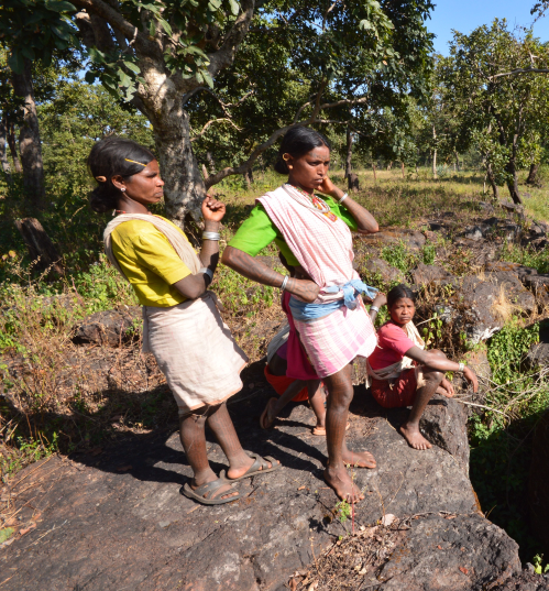 Baiga adivasi women in Community Forest, by Ashish Kothari