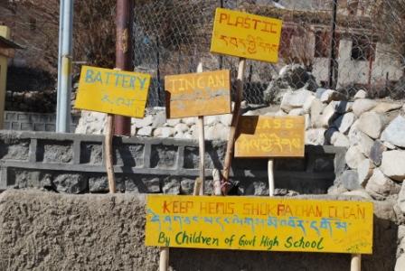 Garbage bins constructed by school students